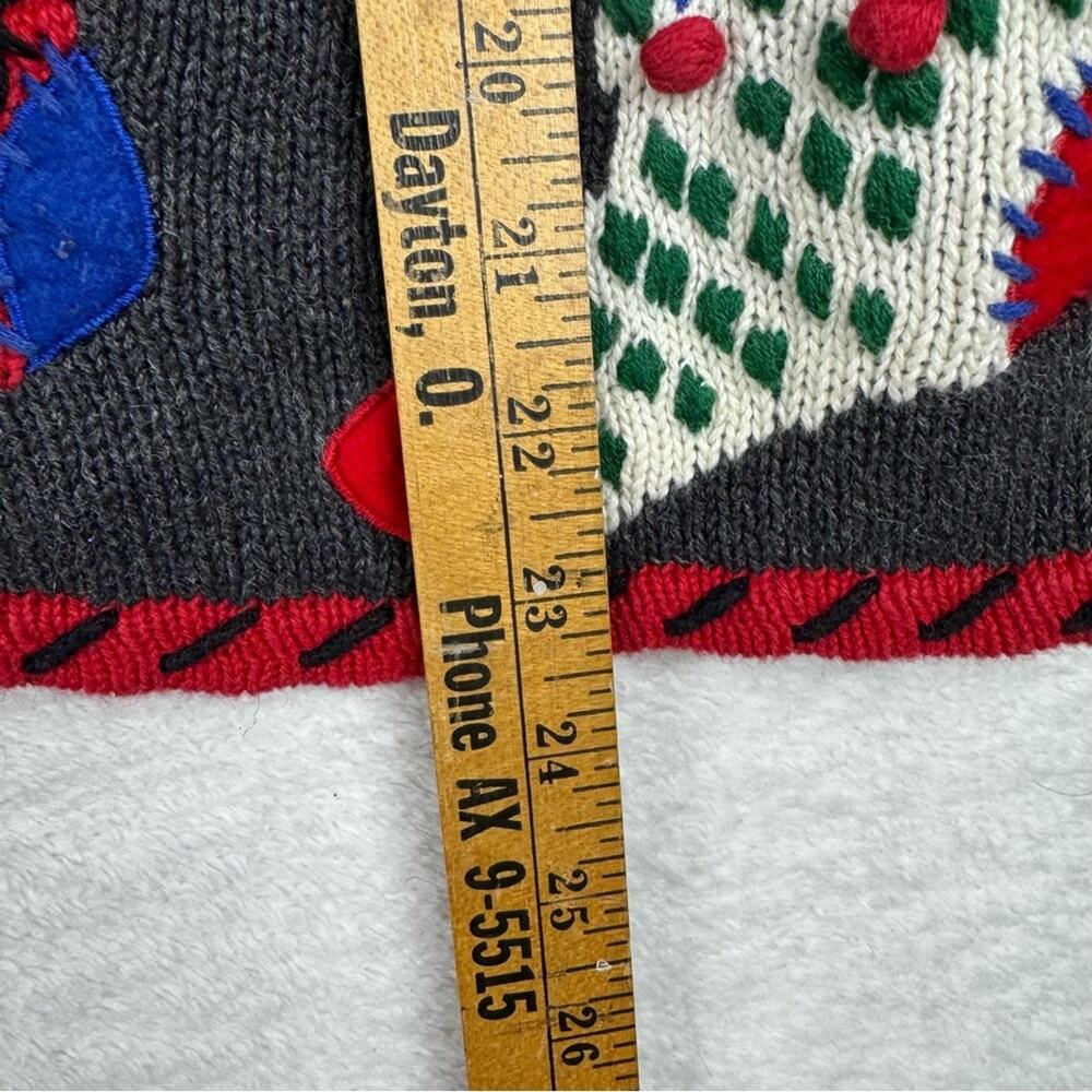 Vintage Holiday Grannycore Knit Zip Front Vest L Festive Ugly Christmas Sweater - Picture 13 of 13